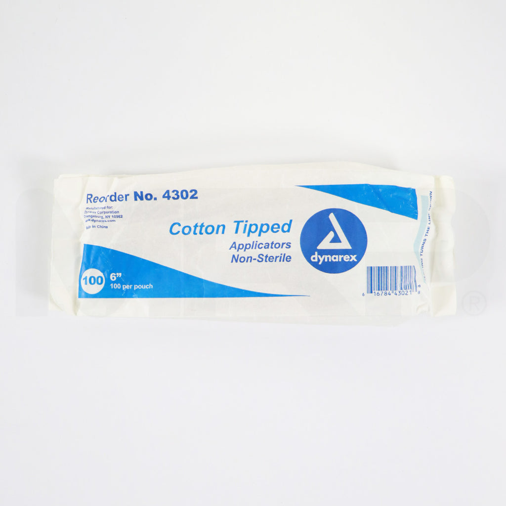 Dynarex Cotton Tipped 6" Applicators Non-Sterile 100pk