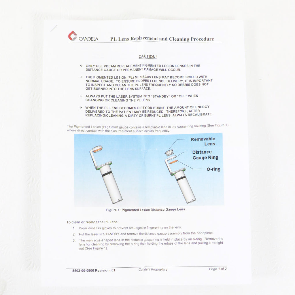 Syneron Candela VBeam PL Pigmented Lesion Lens Replacement Kit 7122-00-8504