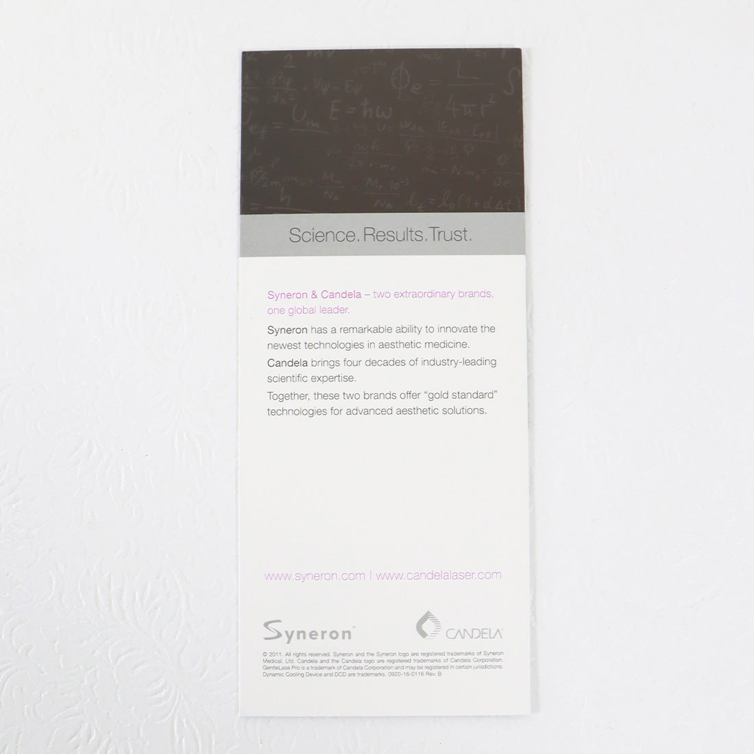 Syneron Candela GentleLase Pro Hair Removal Brochure 0920-16-0116 Rev B 50pk