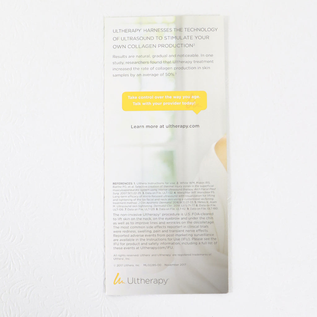 Ulthera Ultherapy Christine Brinkley Patient Information FAQ Brochure 50pk