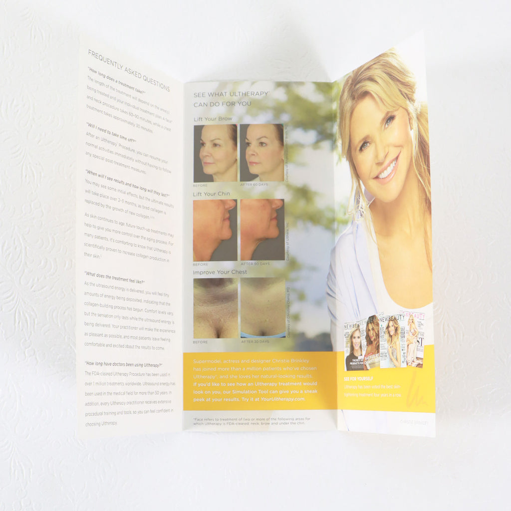 Ulthera Ultherapy Christine Brinkley Patient Information FAQ Brochure 50pk