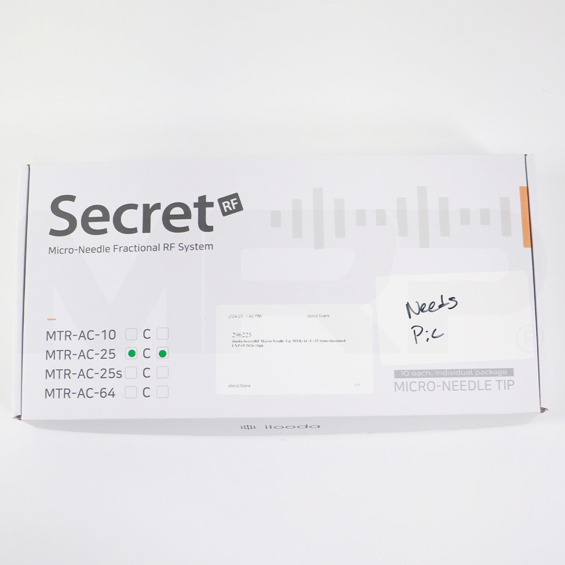 ilooda SecretRF Micro-Needle Tip MTR-AC-C-25 Semi-Insulated EXP 05/2026 10pk