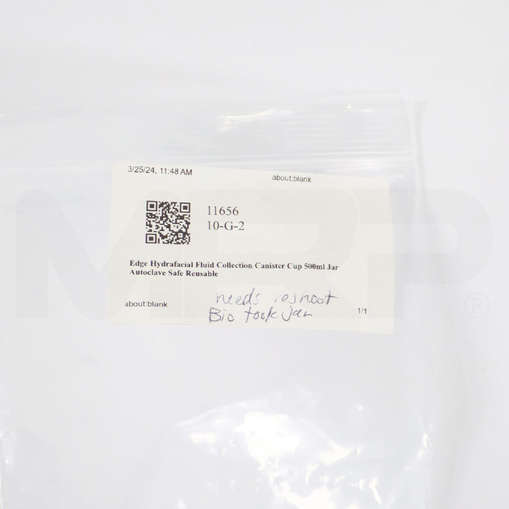 Edge Hydrafacial Fluid Collection Canister Jar Autoclave Safe Reusable Top