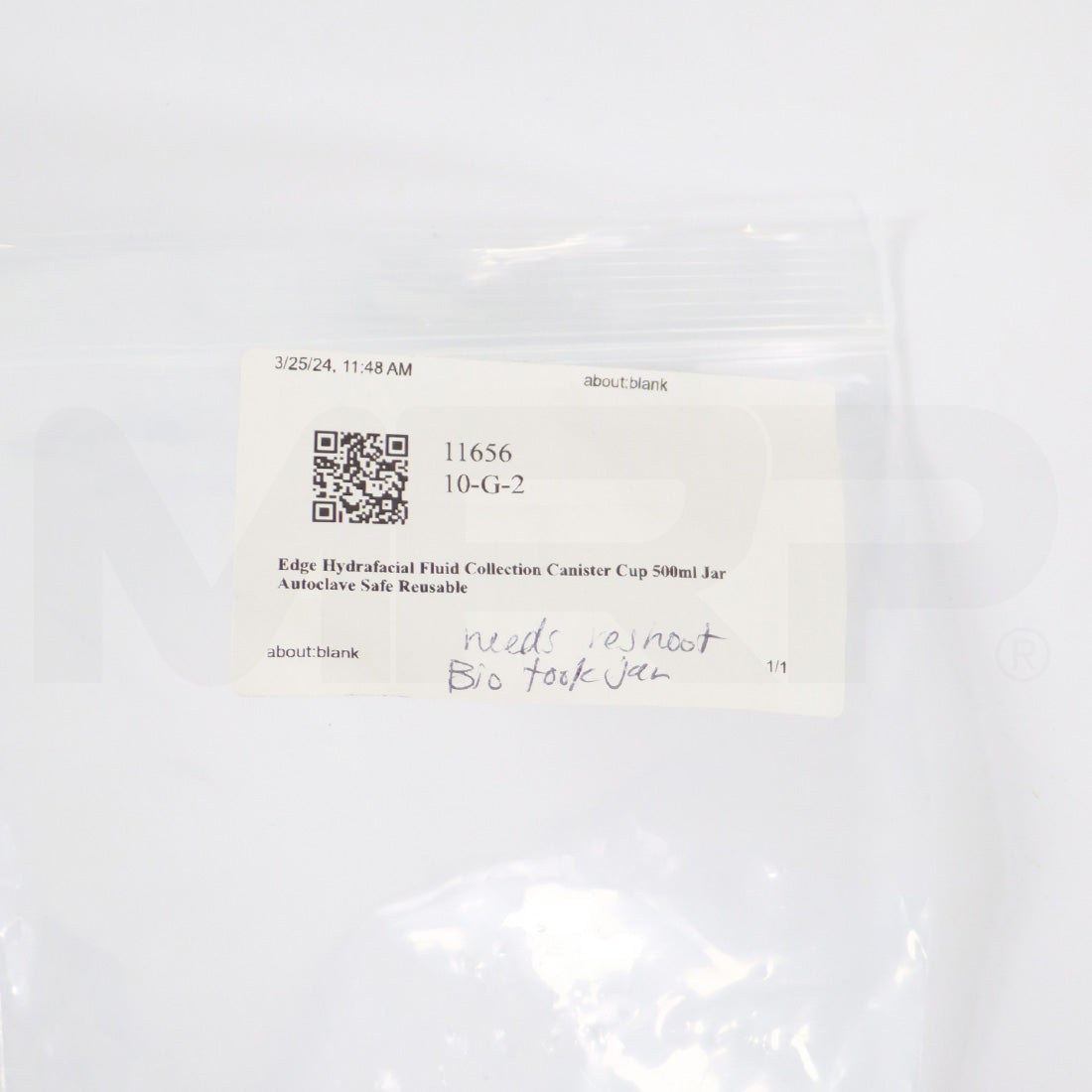 Edge Hydrafacial Fluid Collection Canister Jar Autoclave Safe Reusable Top