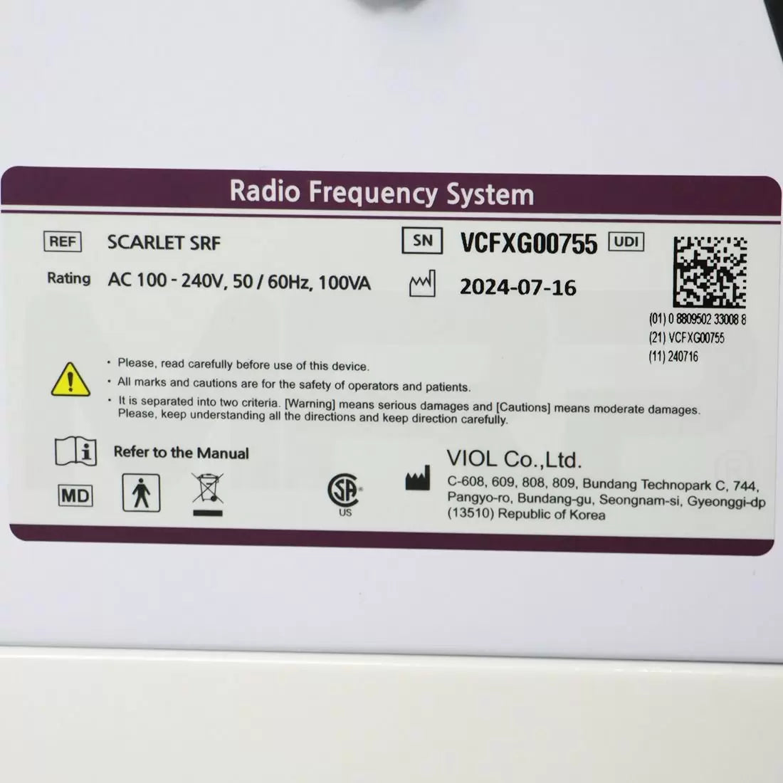 2024 Viol Scarlet SRF RF Microneedling Skin Treatment Device