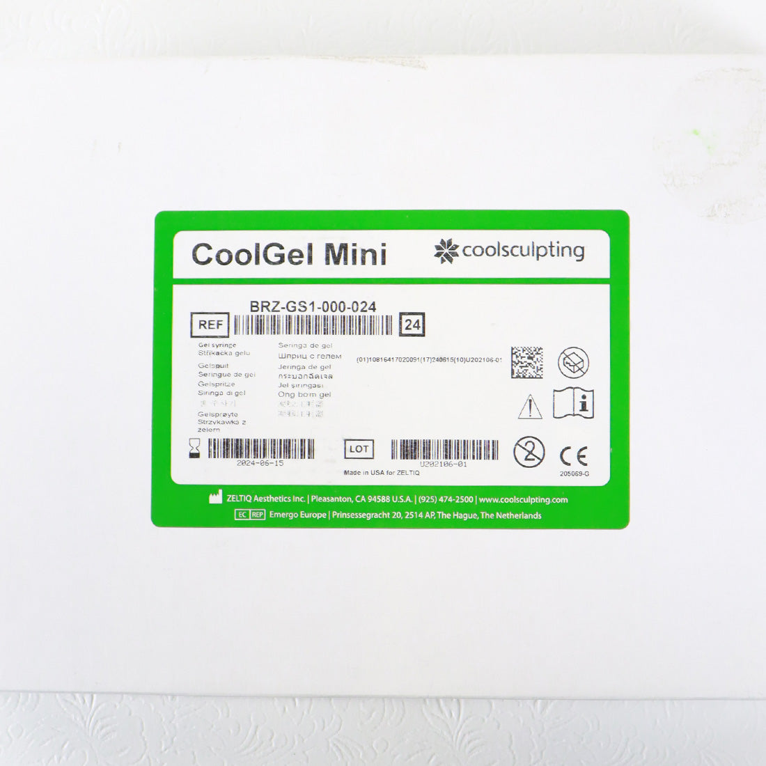 Zeltiq CoolSculpting CoolGel Mini-Gel Tubes BRZ-GS1-000-024 x24Pcs Exp 6/15/2024