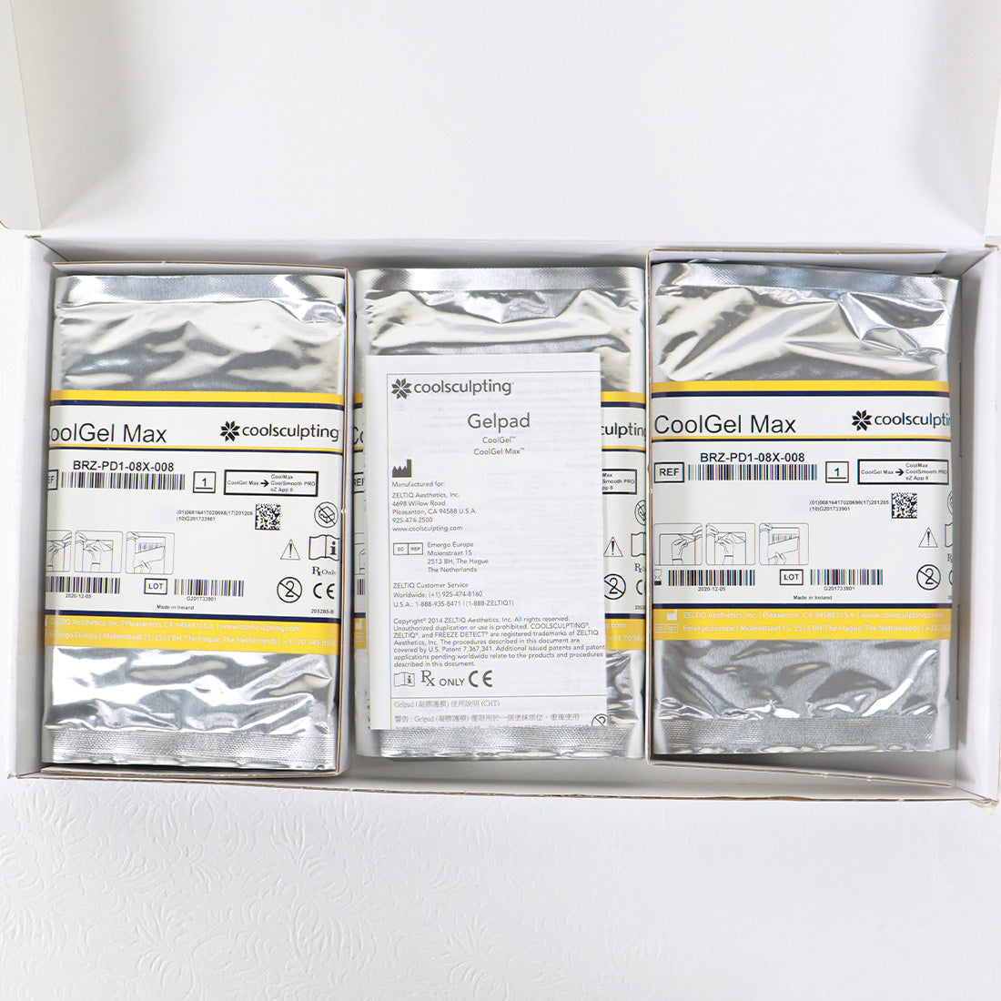 ZELTIQ CoolGel MAX GelPads BRZ-PD1-08X-008 Coolsculpting x8 PC Exp:12/05/2020