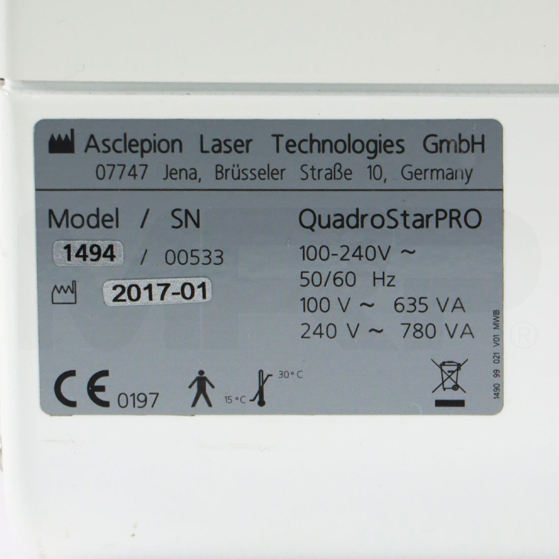2017 Asclepion QuadroStarPRO 940 Laser Vein Vascular System Serial