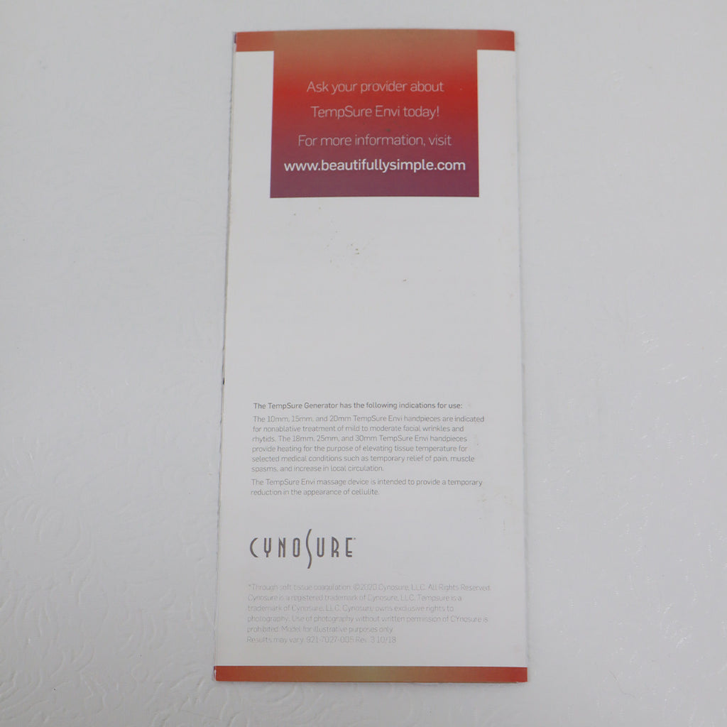 Cynosure TempSure Envi Beatiful Skin Beautifully Simple Office Brochure x124Pcs