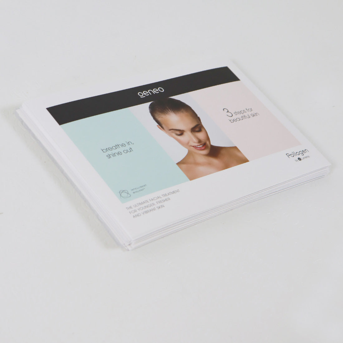 Geneo Pollogen by Lumenis Breathe In Shine Out Information Two-Sided Card x40