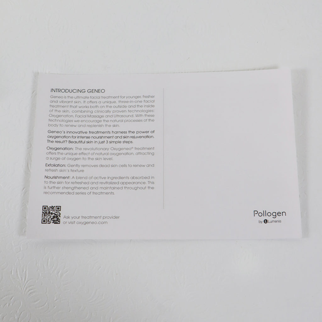 Geneo Pollogen by Lumenis Breathe In Shine Out Information Two-Sided Card x40
