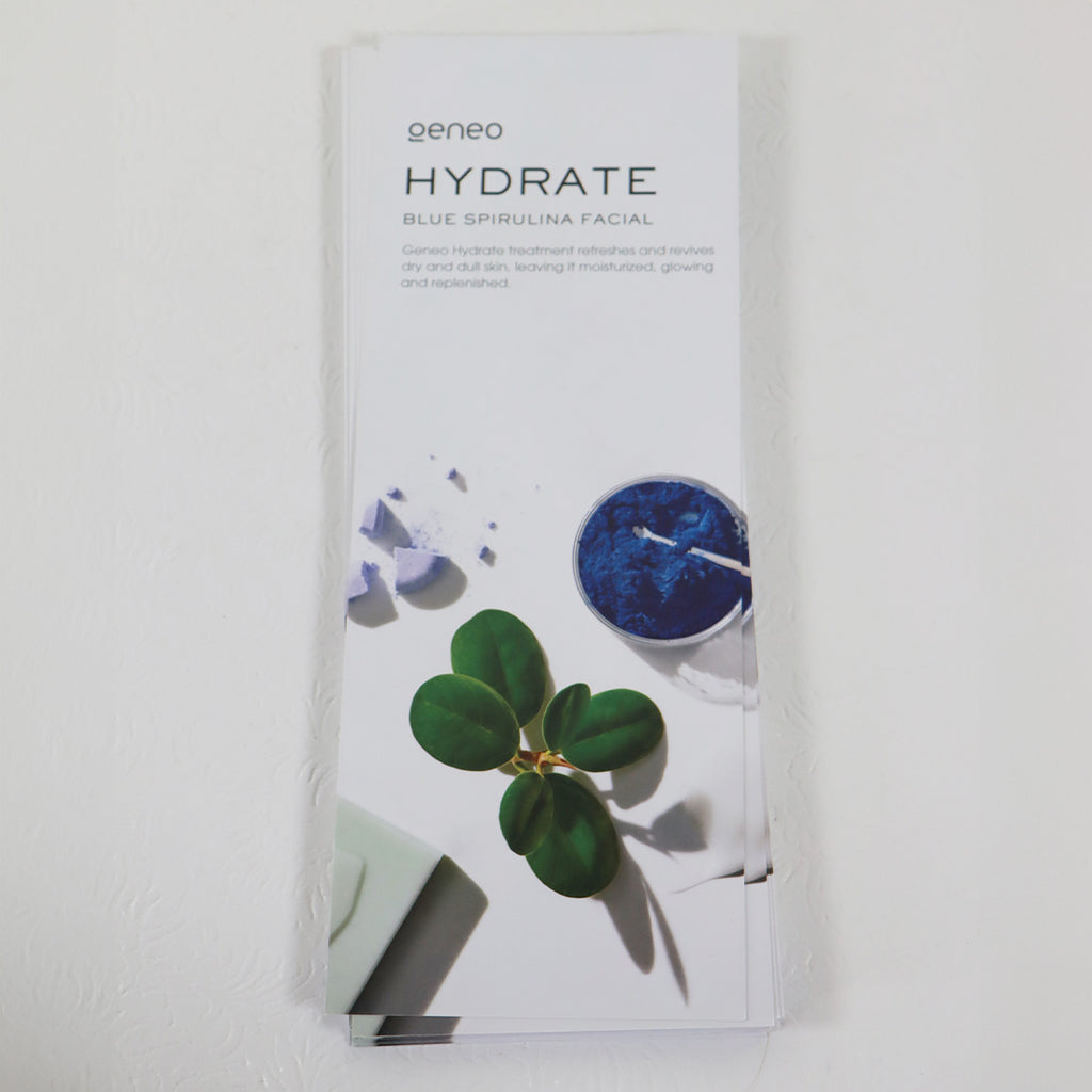 Geneo by Lumenis Hydrate Facial Geneo Treatment Information Two-Sided Card x25