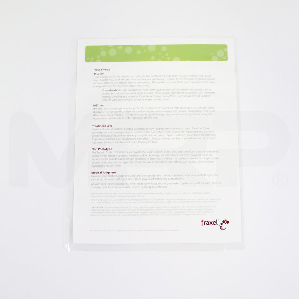 Reliant Fraxel re:store 1550 1927 Laser Treatment Setting Operator Guide Restore