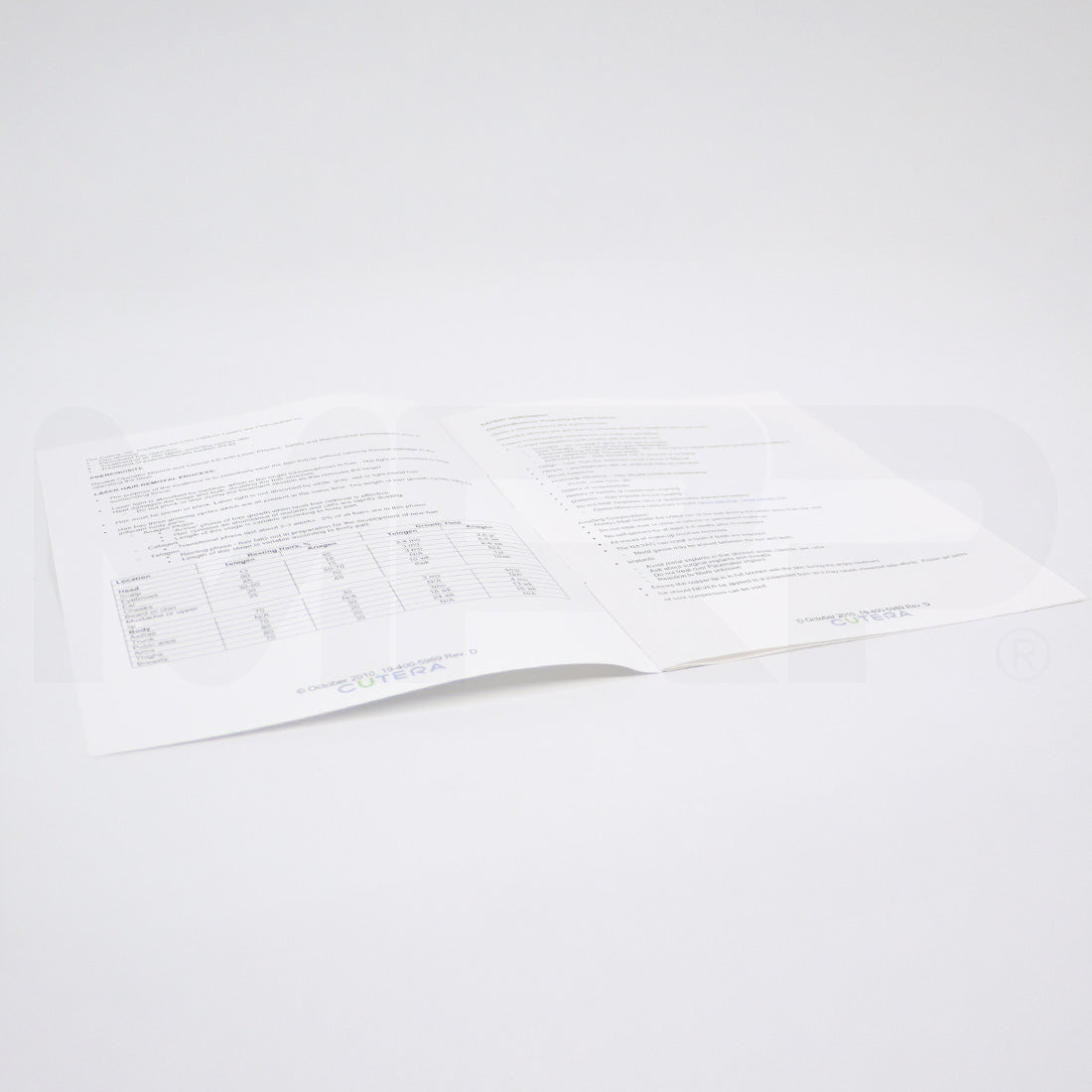 Cutera Coolglide Hair Removal Treatment Guidelines October 2010 19-400-5989 Rev.D