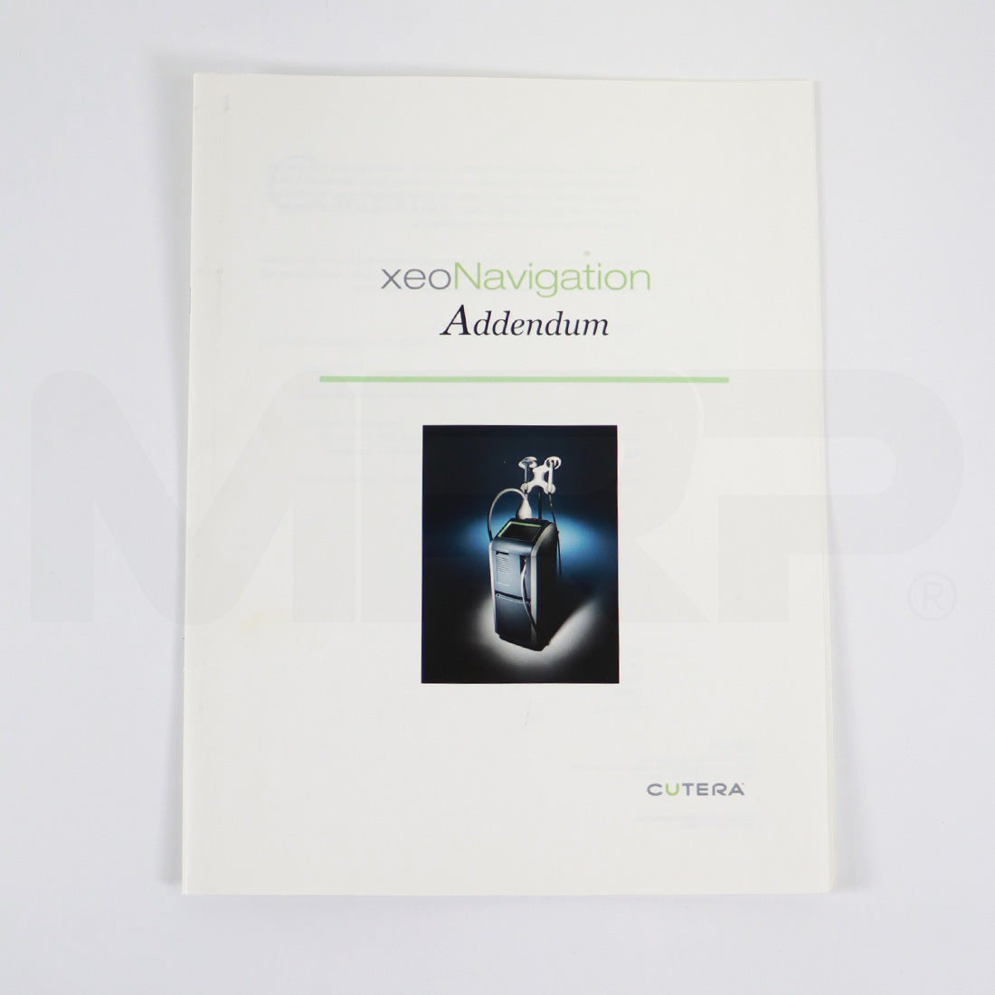 Cutera Laser Xeo Navigation Addendum Booklet Guide Manual D0493