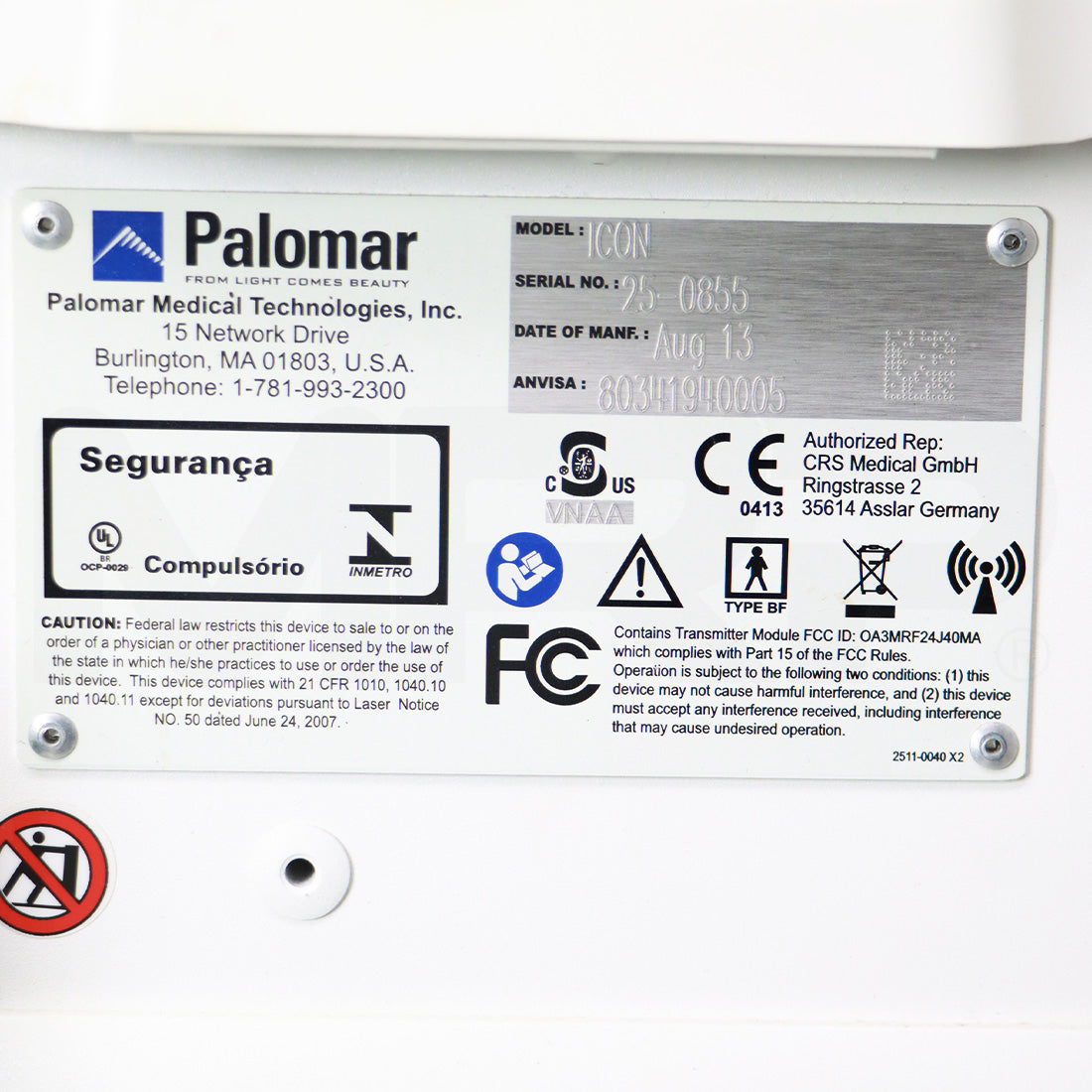 2013 Palomar Icon IPL Laser Serial