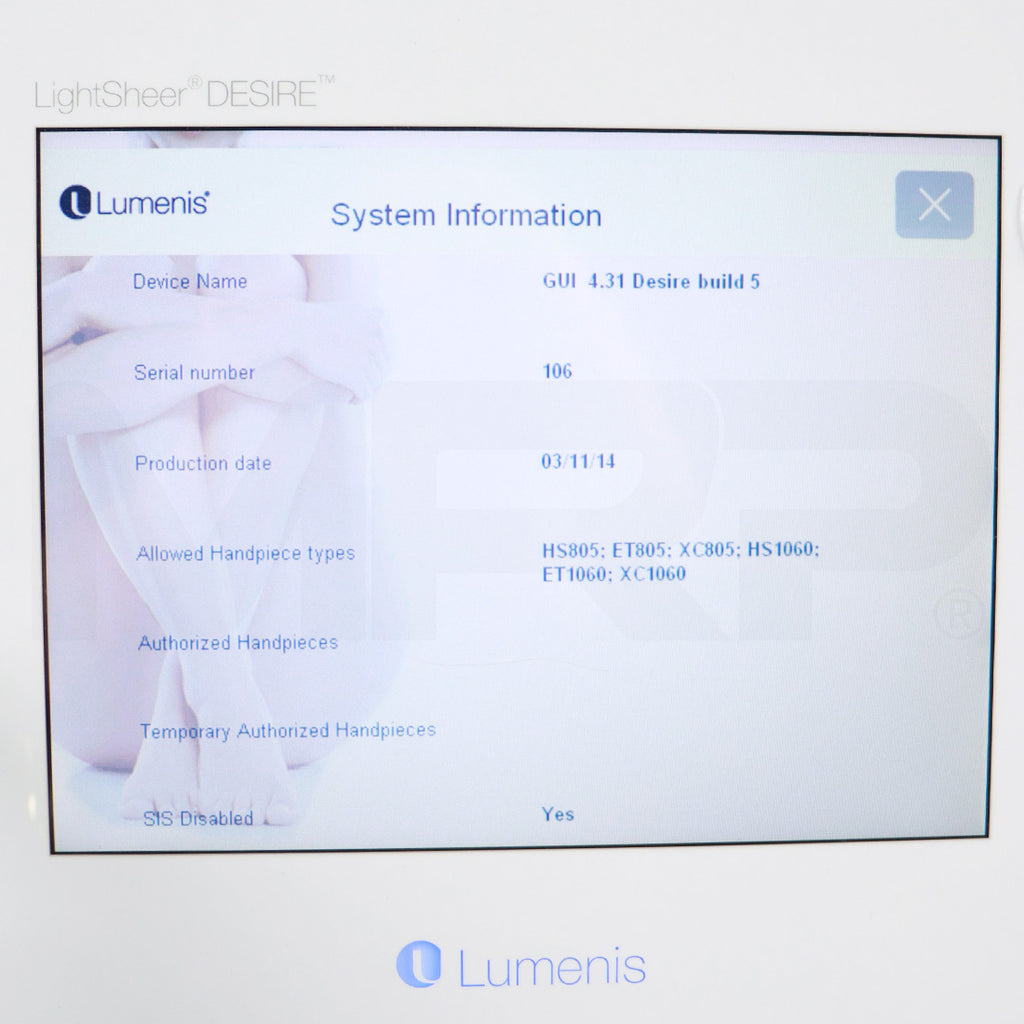 2014 Lumenis LightSheer Desire Diode Laser Hair Removal SA-1170000