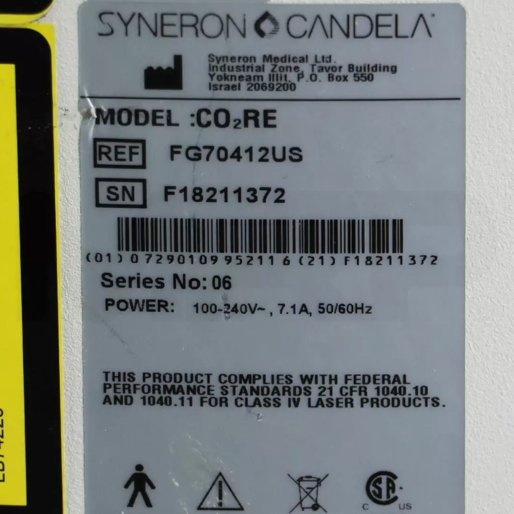 2018 Syneron Candela CO2RE Fractional CO2 Laser Skin Resurfacing System
