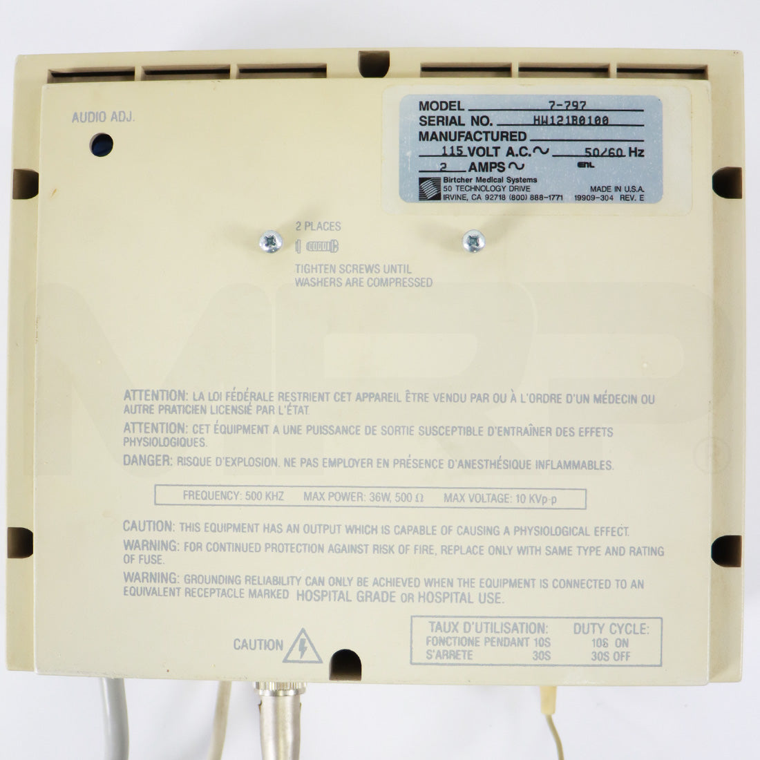 Birtcher Medical Hyfrecator Plus Dermatology Electrosurgical Unit