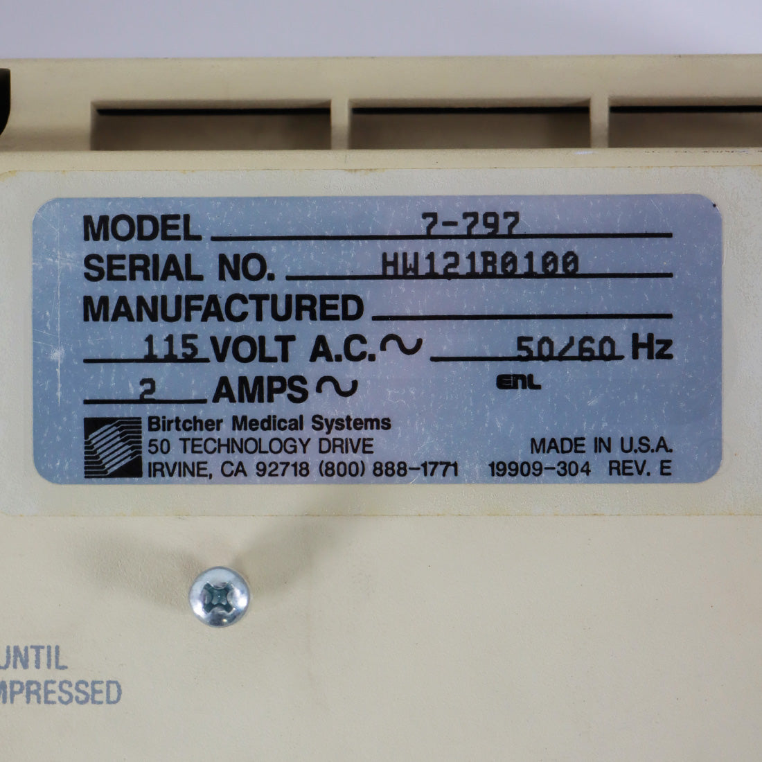 Birtcher Medical Hyfrecator Plus Electrosurgical Dermatology Desiccation Unit
