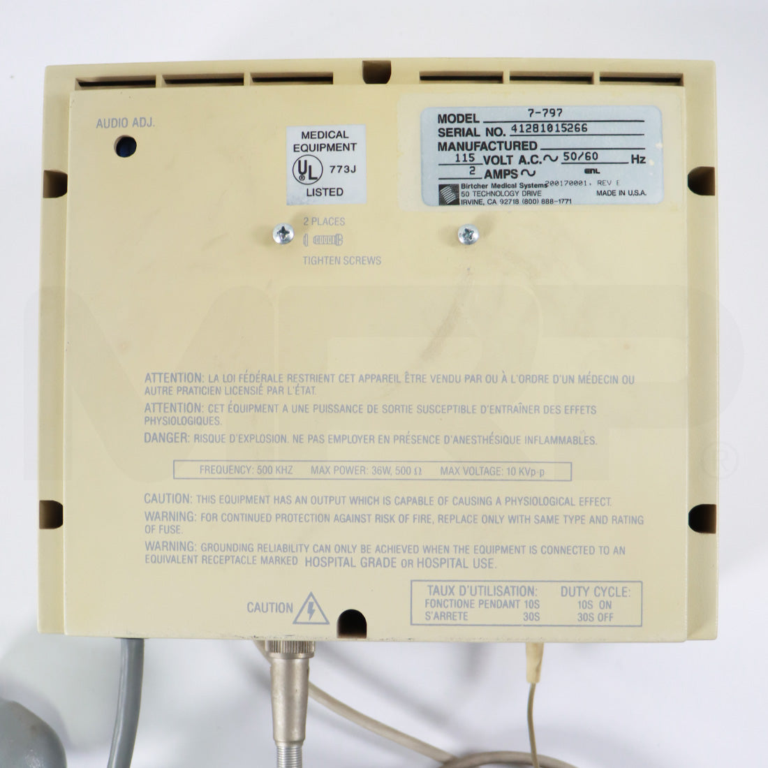 Birtcher Medical Hyfrecator Plus Electrosurgical Dermatology Unit