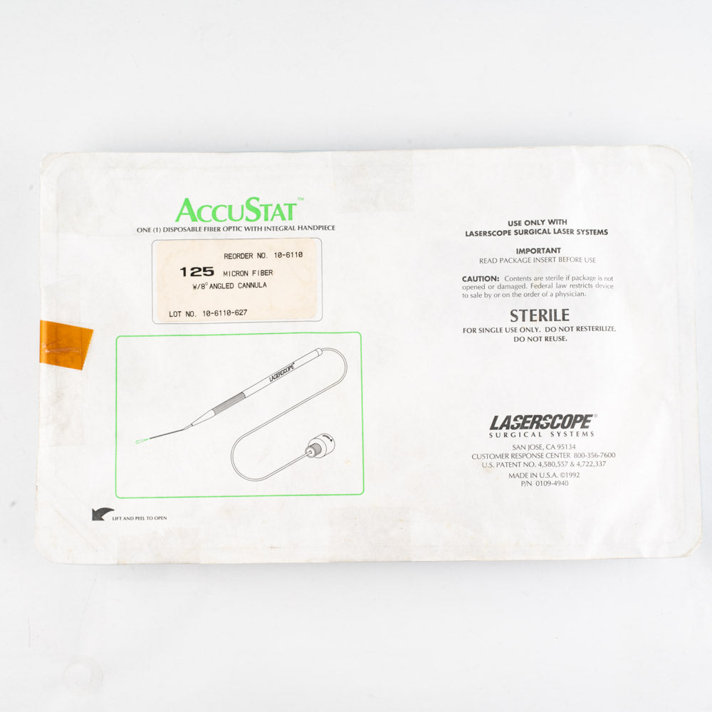AS-IS LaserScope AccuStat Disposable 125 Micron Fiber Optic Handpiece 8º Cannula