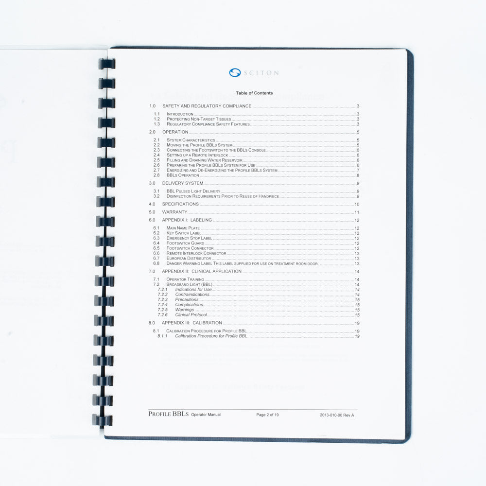Sciton PROFILE Operator Manual - P/N: 2013-005-00 1064 Nd:YAG User Guide