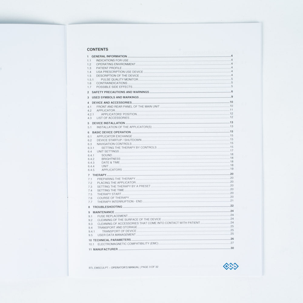 2019 BTL EMSCULPT Body Conturing Original Physical System Operators Manual