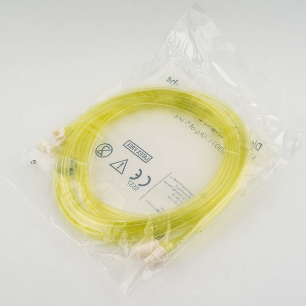 (5 Pcs) Disposable Latex Free Spirometry Tube - Yellow 2 Meter / 7 Foot - d