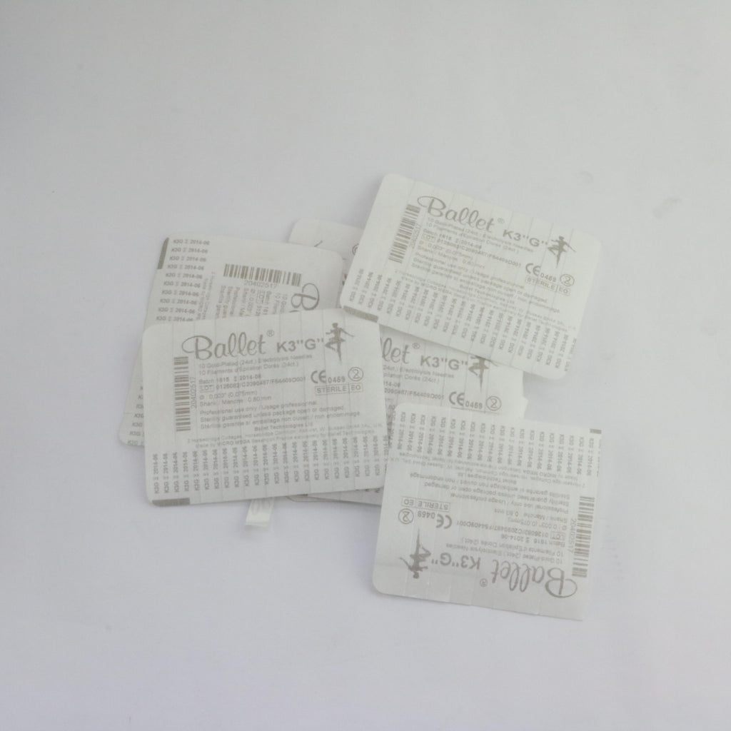 Ballet K3 G Gold-Plated 0.075mm x 0.80mm Electrolysis Needle LOT OF 83 EXP 2014