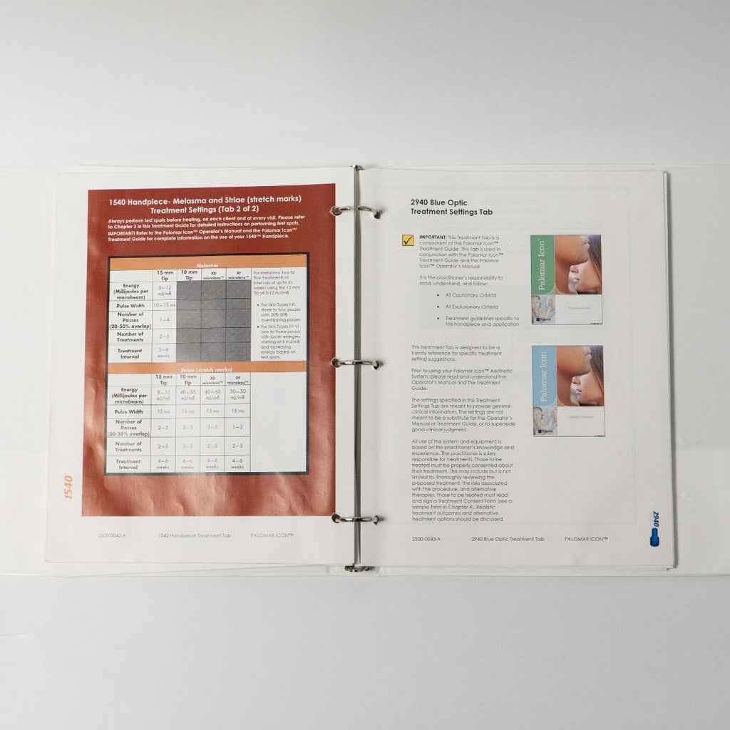 Palomar ICON DETAILED TREATMENT GUIDE 7 Chapters P/N 2500-0014-X2