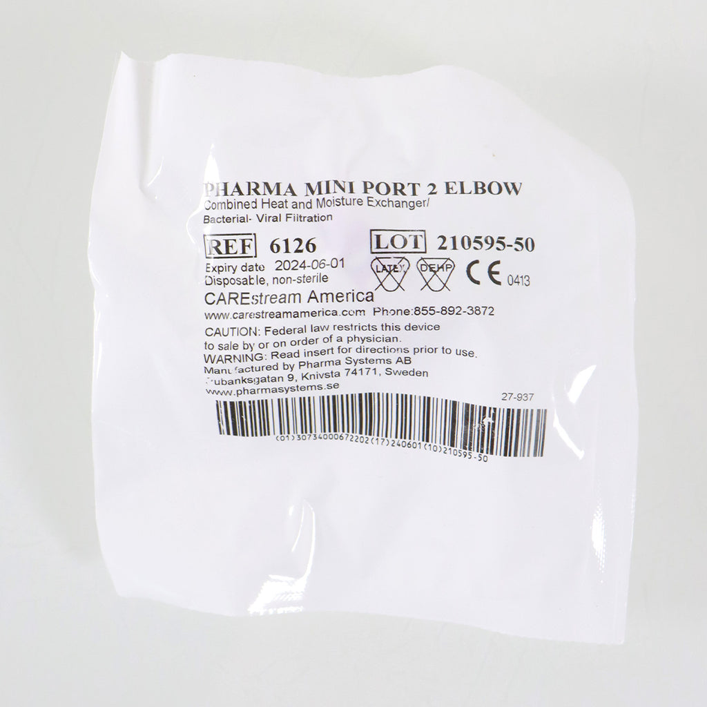 Pharma Systems Pharma Mini Port HME Filter Straight w/ Elbow 6126 EXP 6/24
