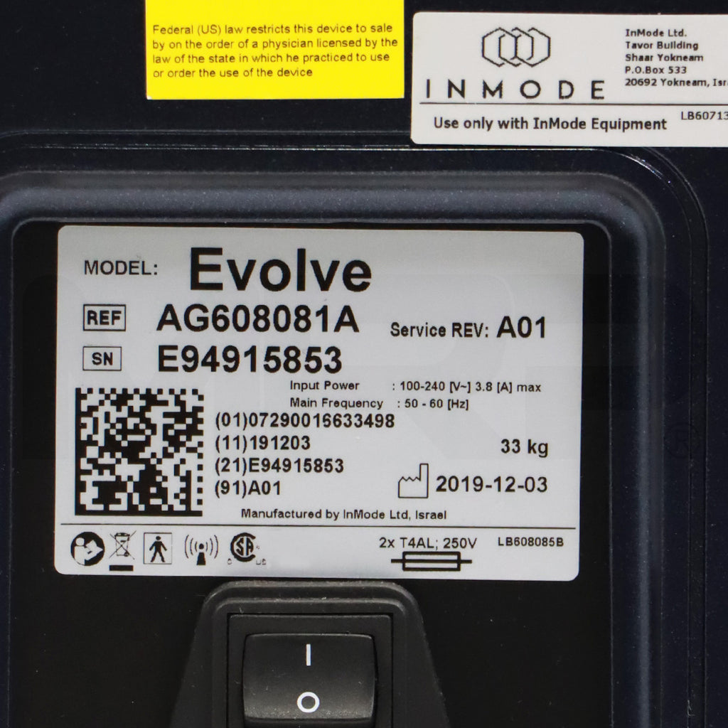 2019 InMode Evolve X System W/ Transform Applicators AG608081A