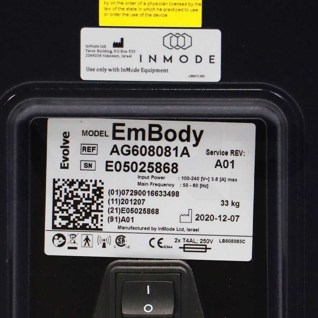 2020 InMode EvolveX EmBodyPLUS Tone EmBodyFX Trim II Applicators
