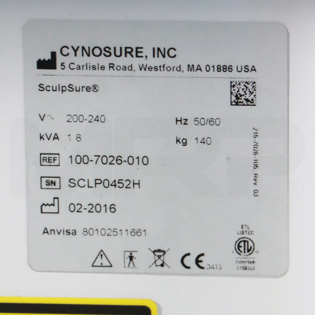 2016 Cynosure SculpSure Diode Laser Submental Body Contouring System