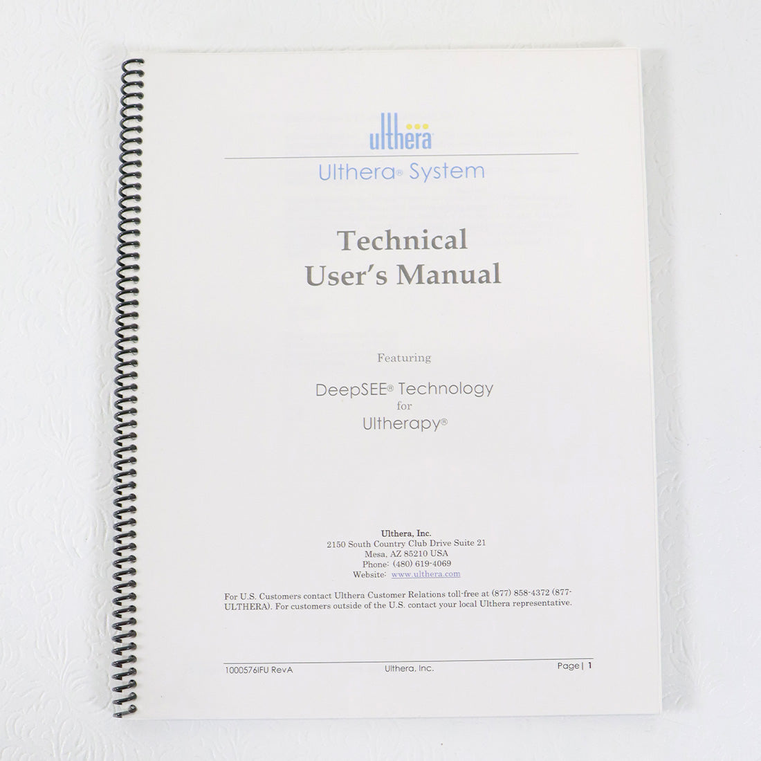 2012 Ulthera System DeepSee Ultherapy Technical User's Manual 1000576IFU Rev A