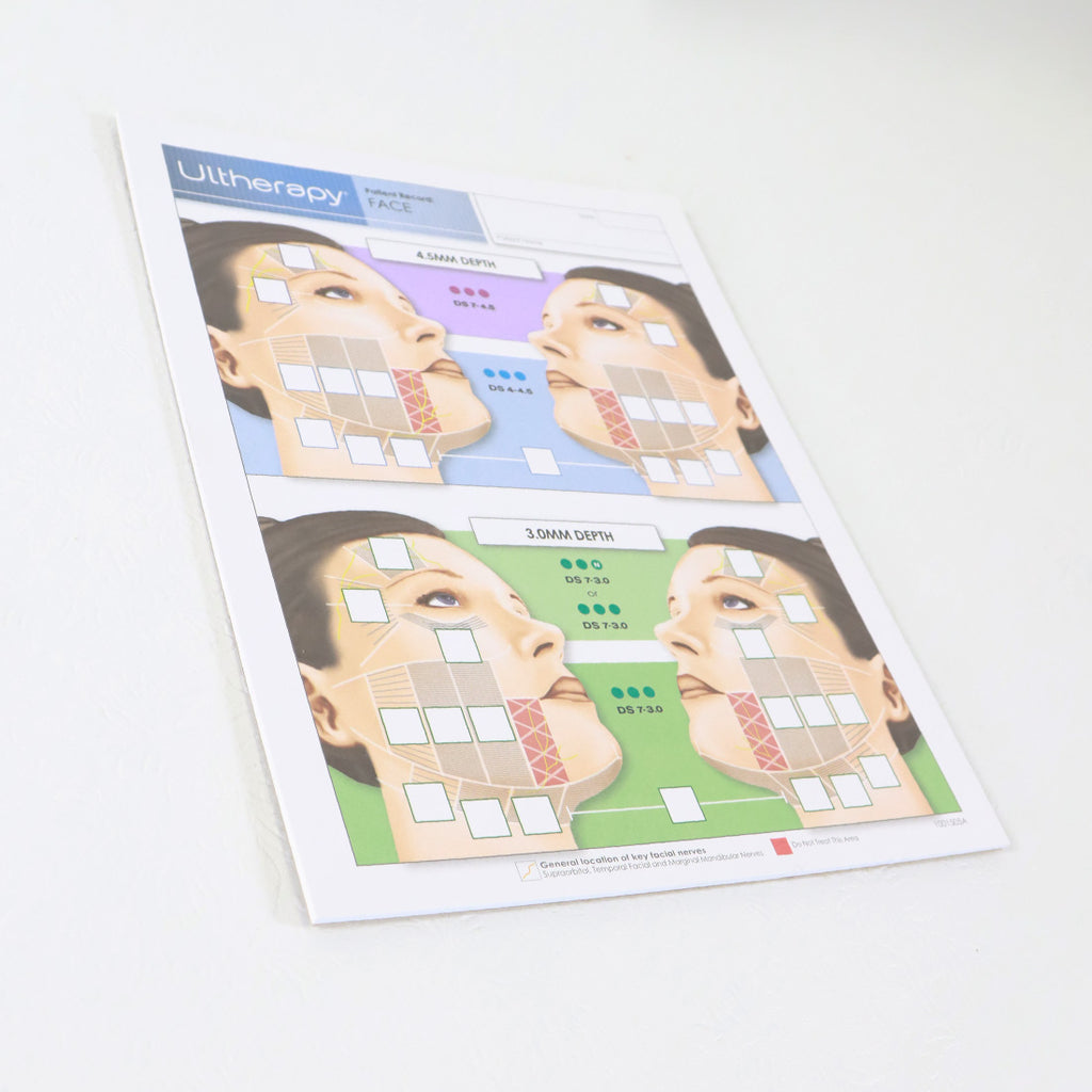 Ulthera Ultherapy Patient Record Face Record Sheet 4.5mm 3mm 16x Sheets