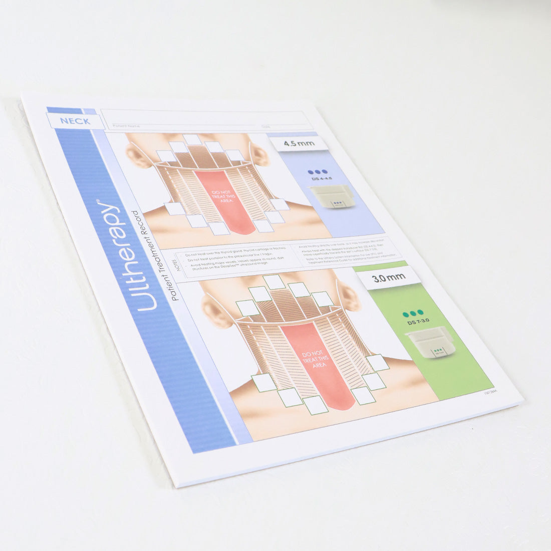 Ulthera Ultherapy Patient Record Neck Record Sheet 4.5mm 3mm 23x Sheets