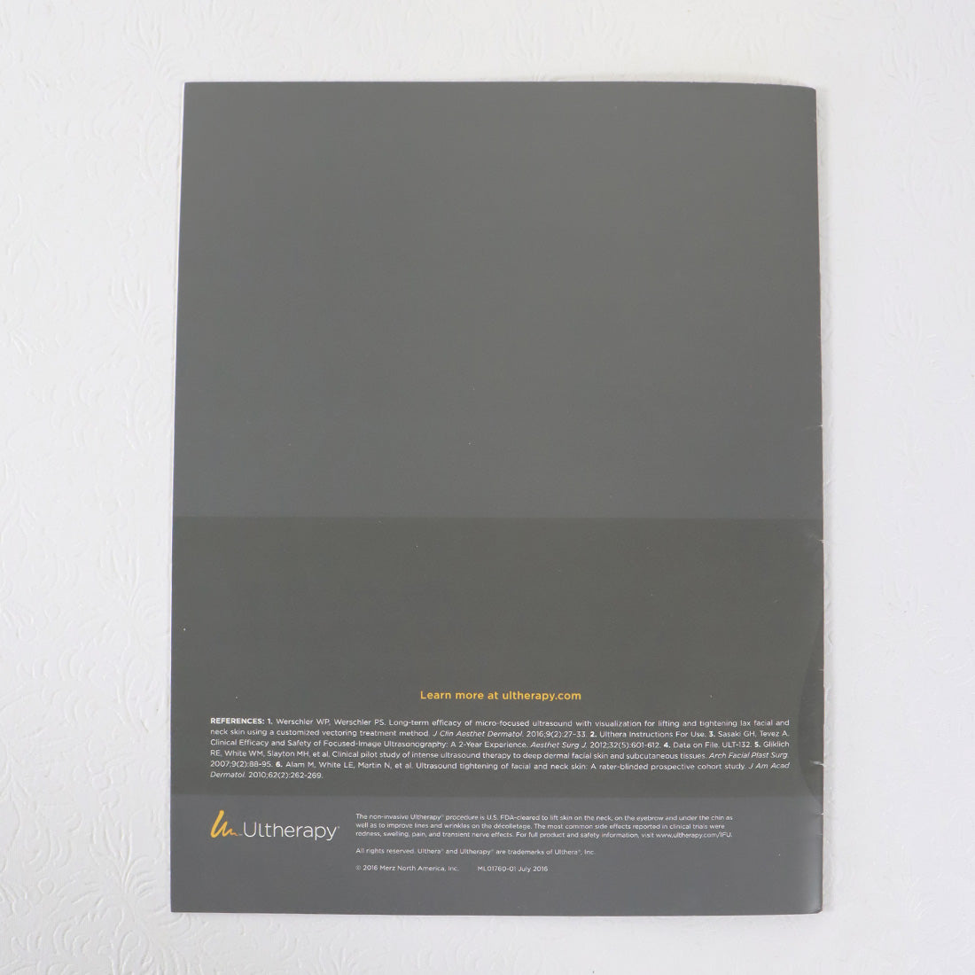 2016 Ulthera Ultherapy Revitaline Training Guide Manual Skin Tighten ML01760-01