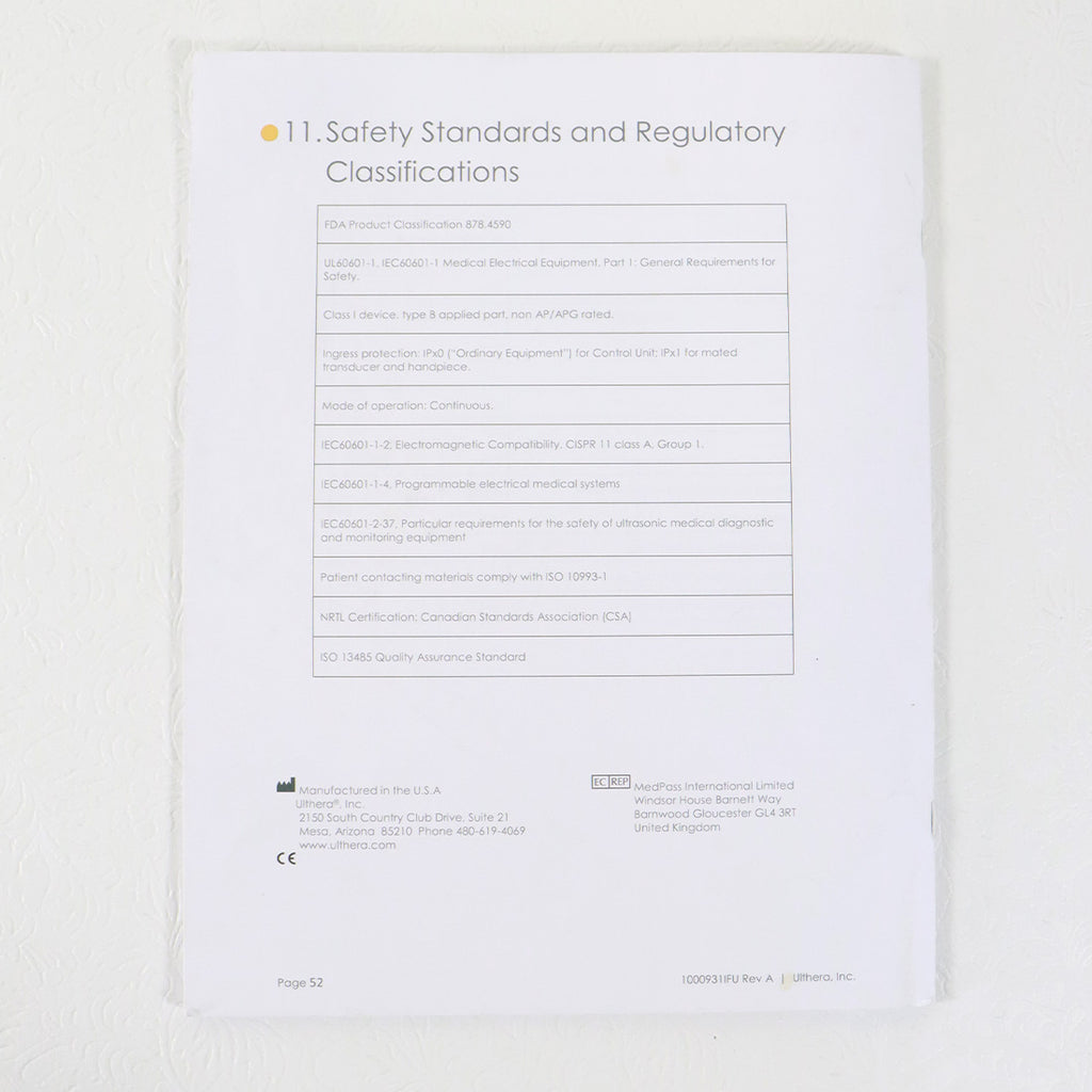 2012 Ulthera DeepSee Ultherapy Instructions for Use User Manual Guide 1000931IFU