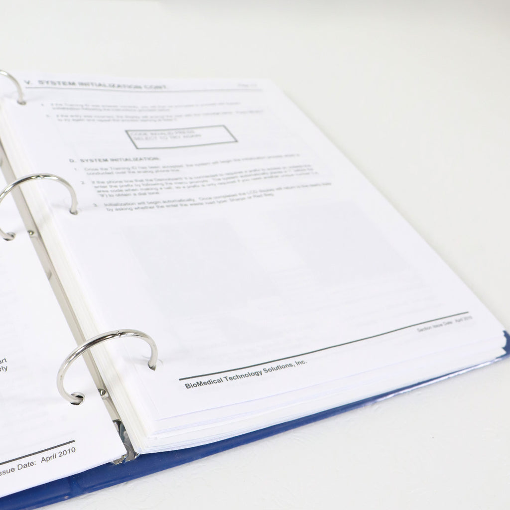 BioMedical Technology Solutions Demolizer II Operator's Manual Process Log Book