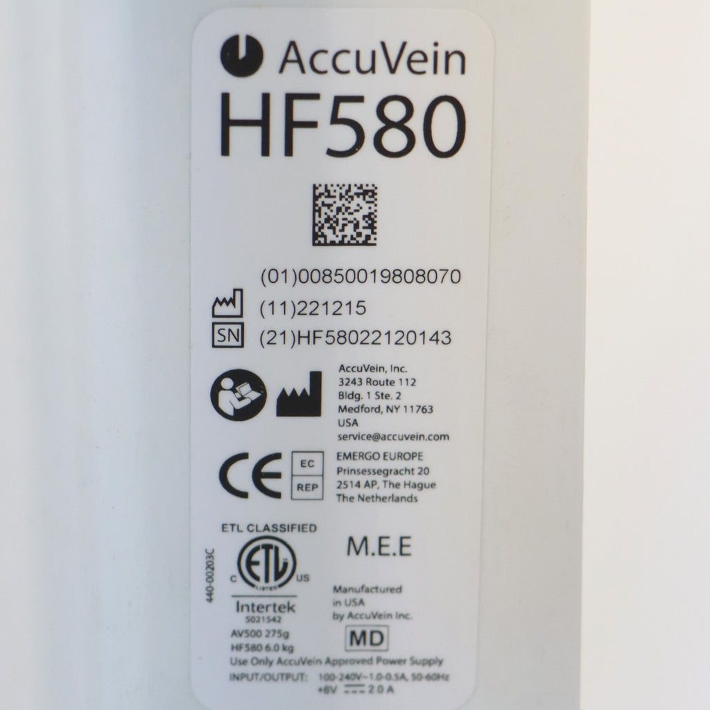 AccuVein Vein Finder HF580 w/ Illuminator Rolling Stand AV500 HP Handpiece