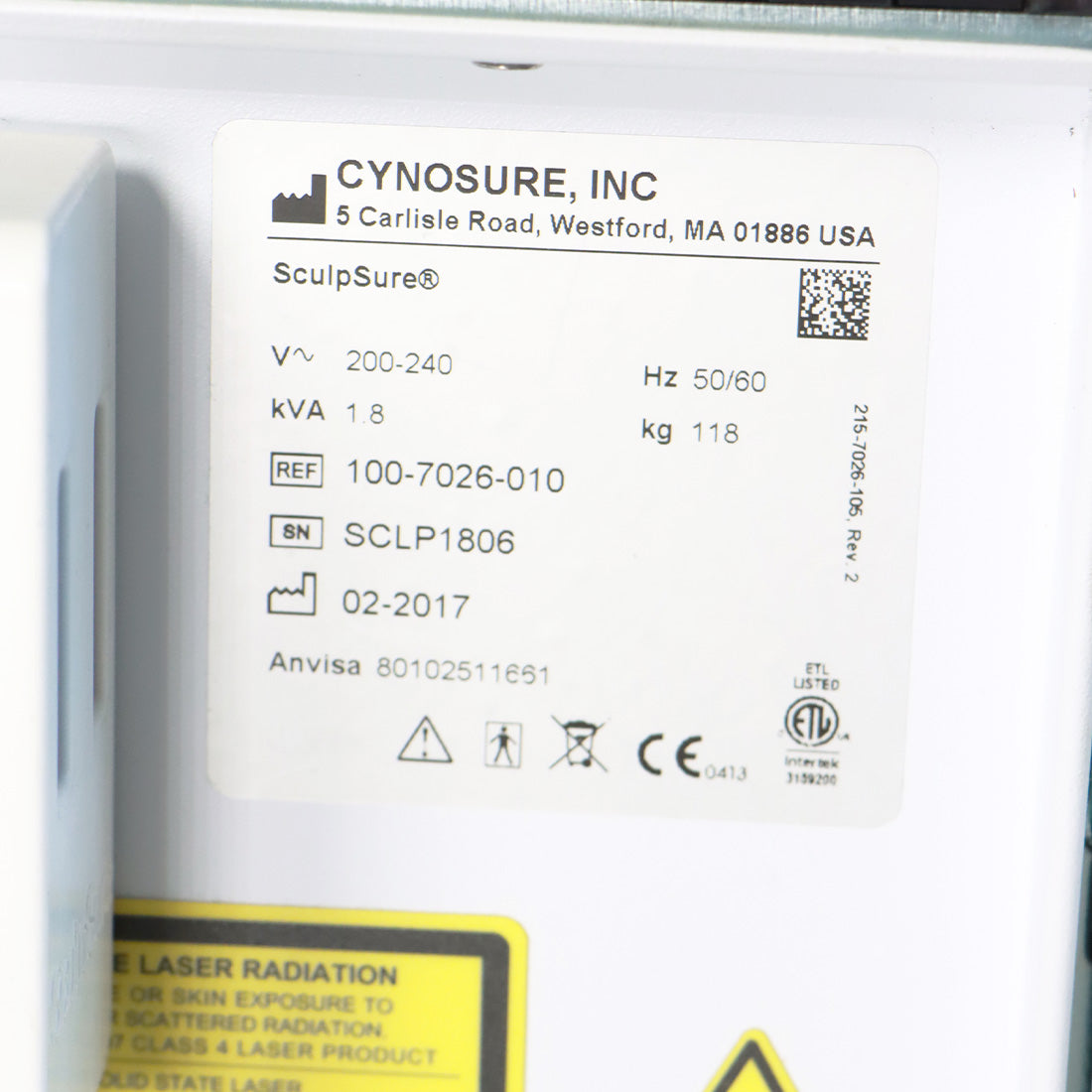 2017 Cynosure SculpSure 1060nm Diode Laser Contour Body Sculpt Non-Invasive