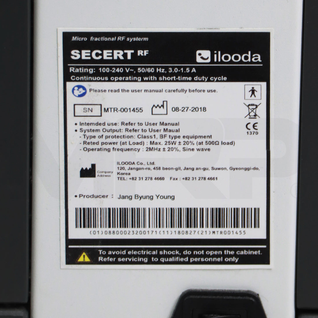 2018 Ilooda Cutera Secret RF System Serial