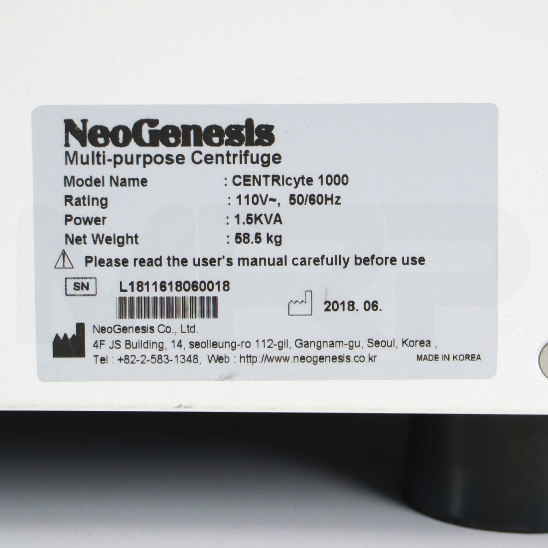 2018 NeoGenesis CENTRIcyte Multi-purpose Centrifuge System