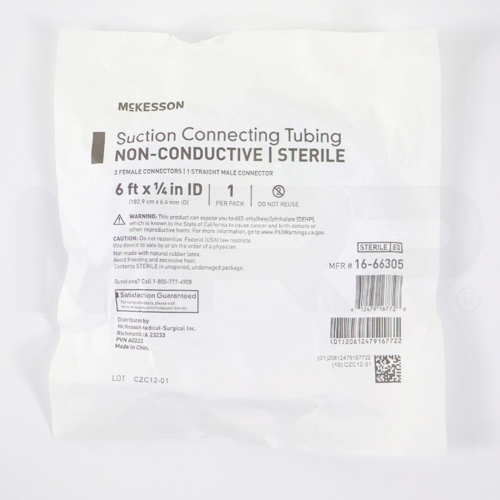 McKesson Suction Connecting Tubing 6' by 1/4" Non-Conductive Sterile