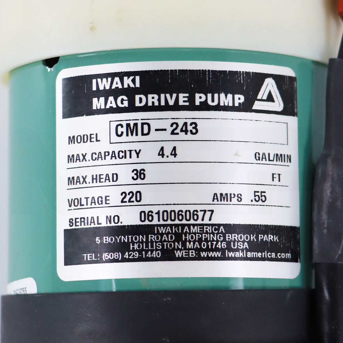 Candela VBeam DI Water Pump IWAKI 0610060677 As-Is