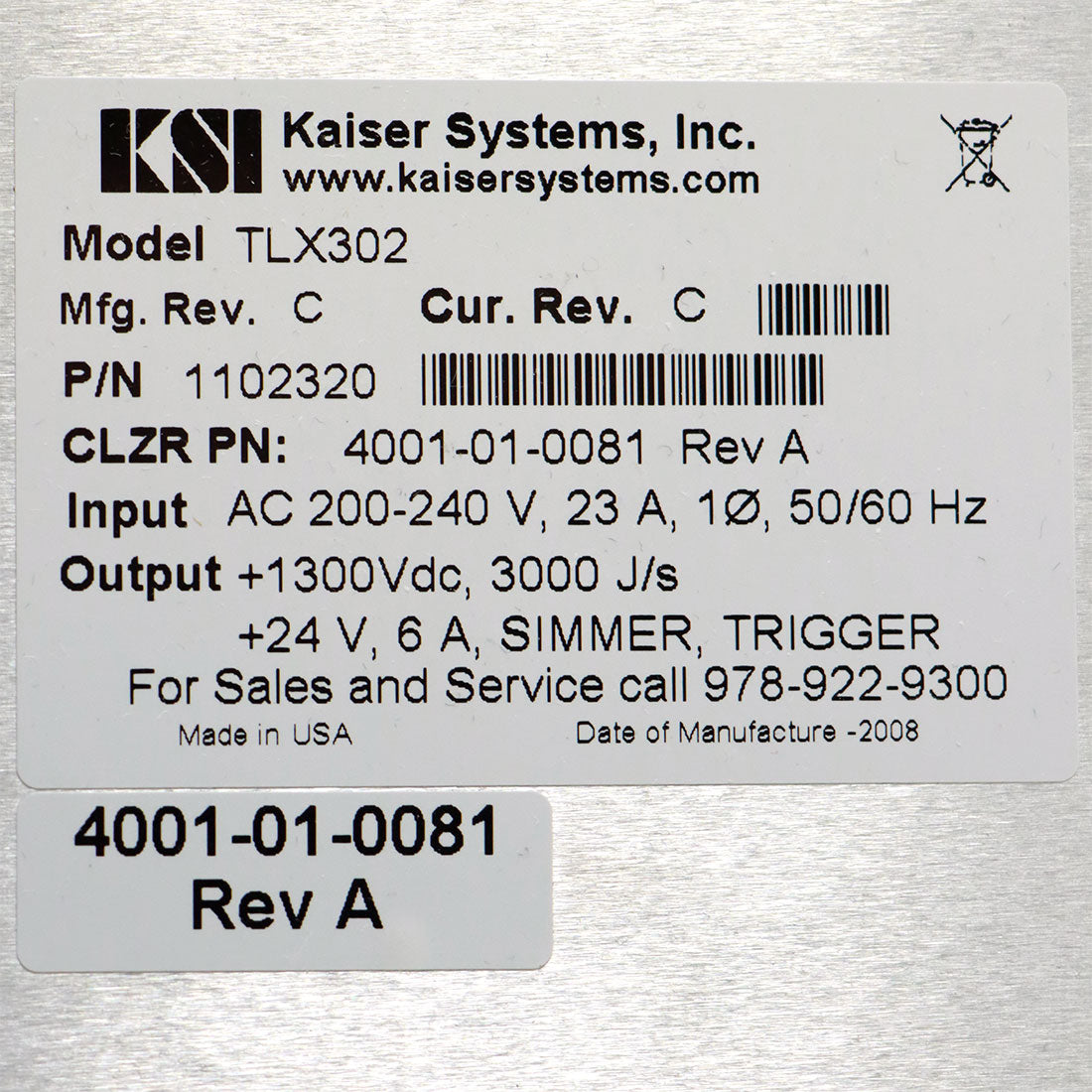 Candela GentleMax Power Supply HVPS Factory 4001-01-0081 TLX302 Parts AS-IS