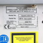 2012 Candela GentleLASE Pro System Label