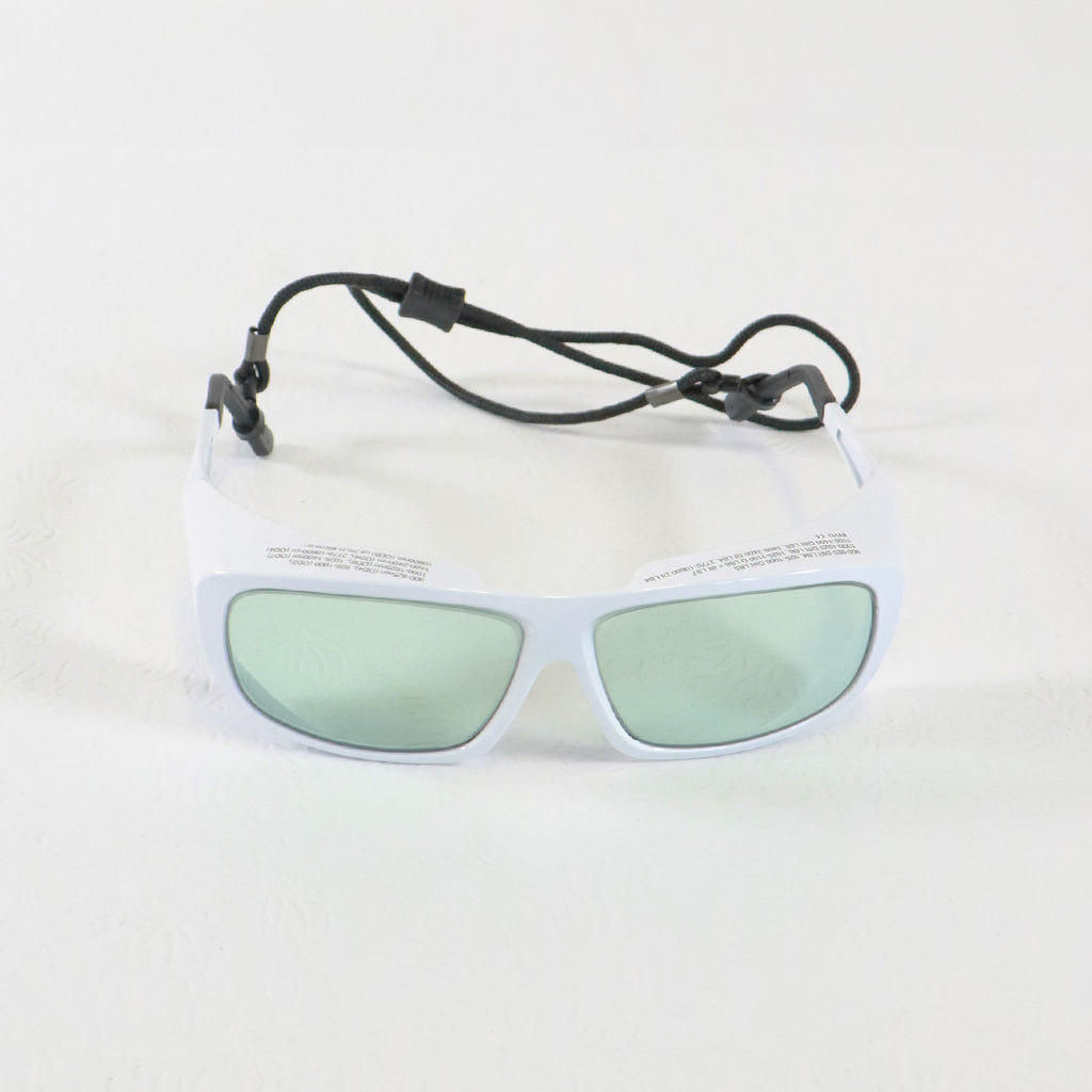 Innovative Optics PPE Safety Glasses White Frame Light Blue Lens 1400-2400 OD4